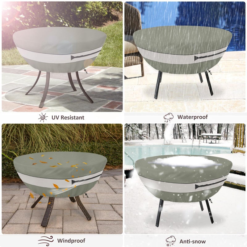 Aacabo Round Patio Table Cover,Suitable for 48 Inch Diameter Patio Round Table,Waterproof Heavy Duty Round Outdoor Coffee Table Cover Grey Green - Image 5